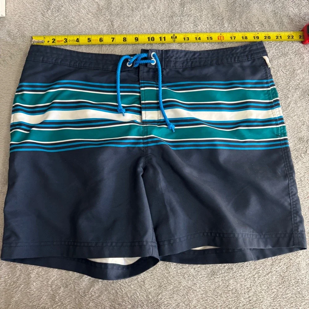 Original‎ Penguin Swim Trunks Mens 38 Navy Blue Striped Board Shorts OP4242